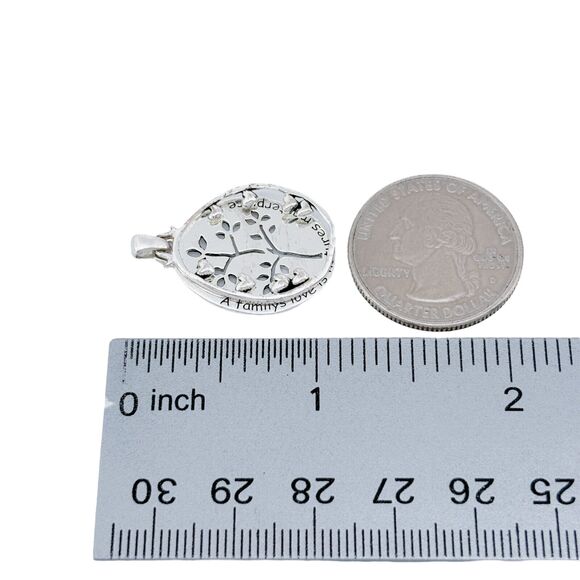 Vintage Sterling Silver 925 "A Family's Love" Tree of Life Pendant - Picture 6 of 7